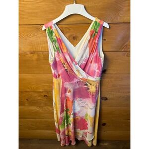Frank Lyman Montreal Dress Floral Watercolor Sleeveless Midi VNeck Wedding Artsy